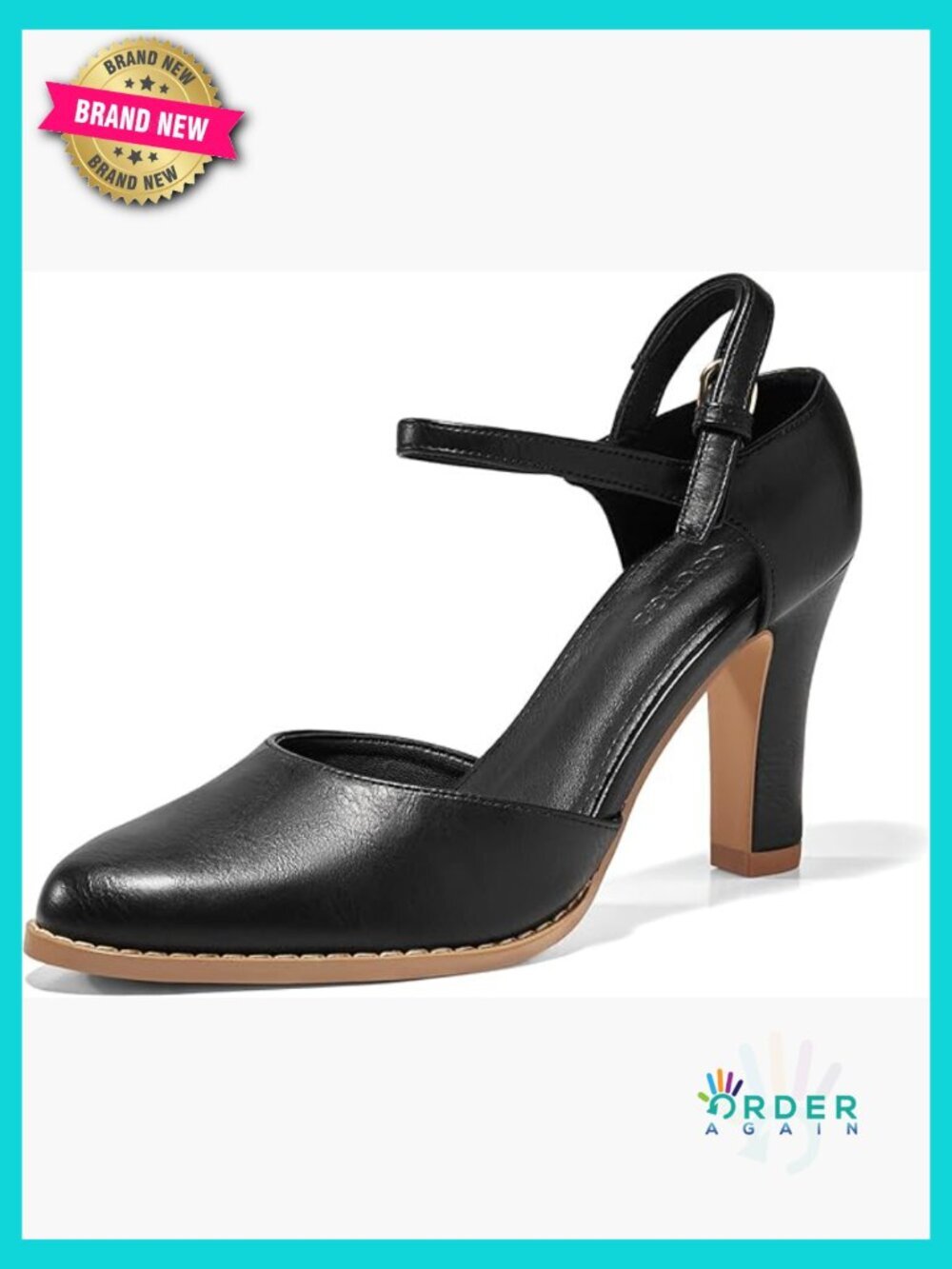 Chunky High Heel Closed Toe Ankle Strap Pumps Vintage D'Orsay Dress Party Shoes